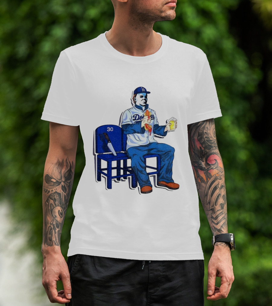 Michael Myers Dodgers Dave Roberts Hot Dog Beer MLB 2025 T-Shirt