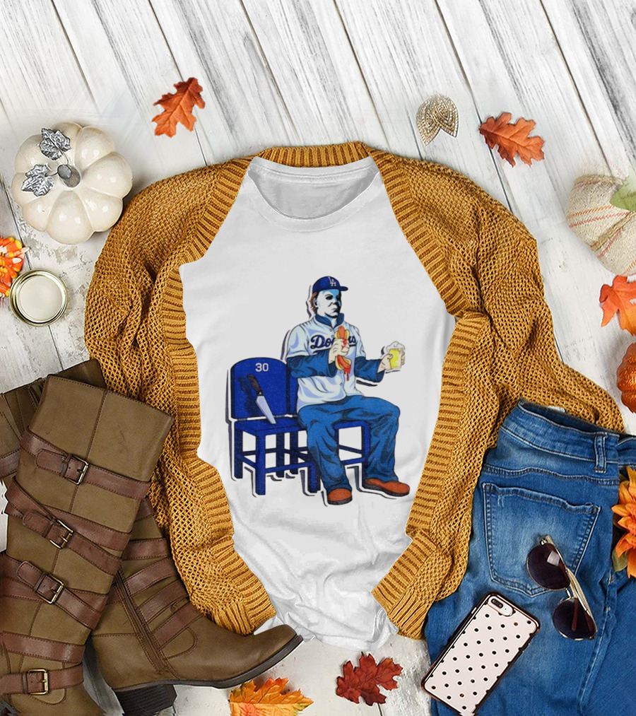 Michael Myers Dodgers Dave Roberts Hot Dog Beer MLB 2025 T-Shirt
