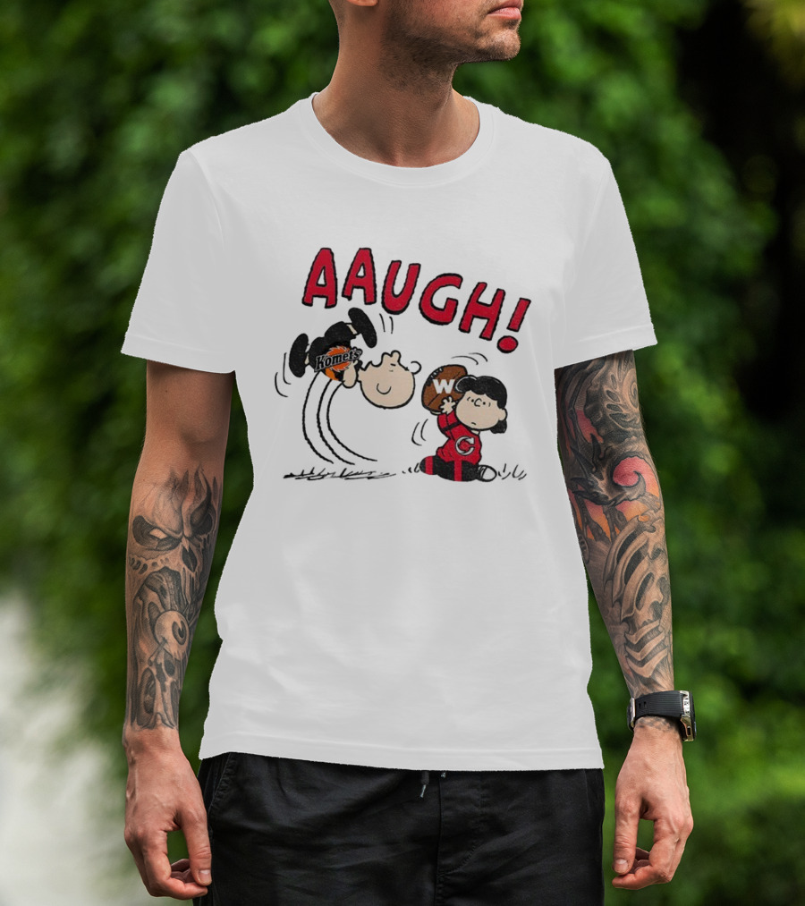 Peanuts Charlie Brown Cincinnati Cyclones Vs Komets Hockey AAUGH! Lucy Linus T-Shirt