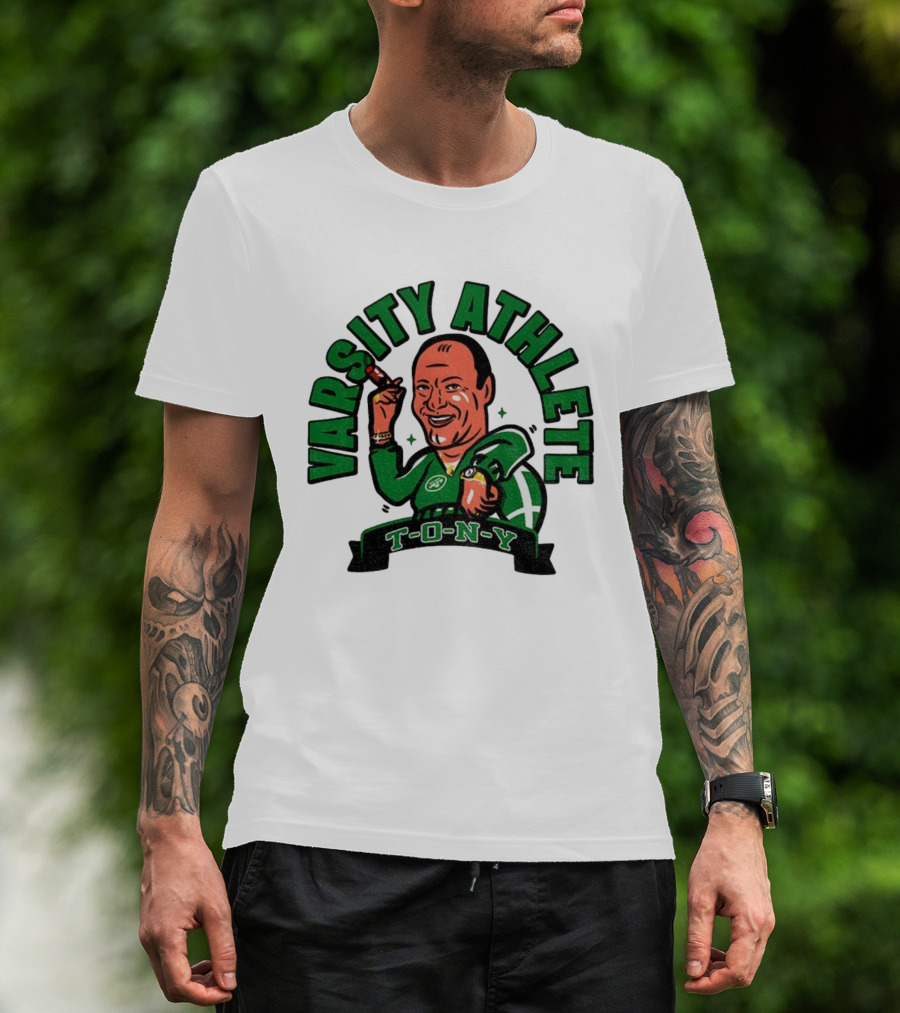 Varsity Athlete T-O-N-Y New York Jets Cartoon T-Shirt