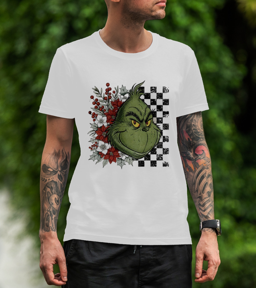 Grinch Floral Christmas Characters Merry Christmas 2025 Festive Design T-Shirt