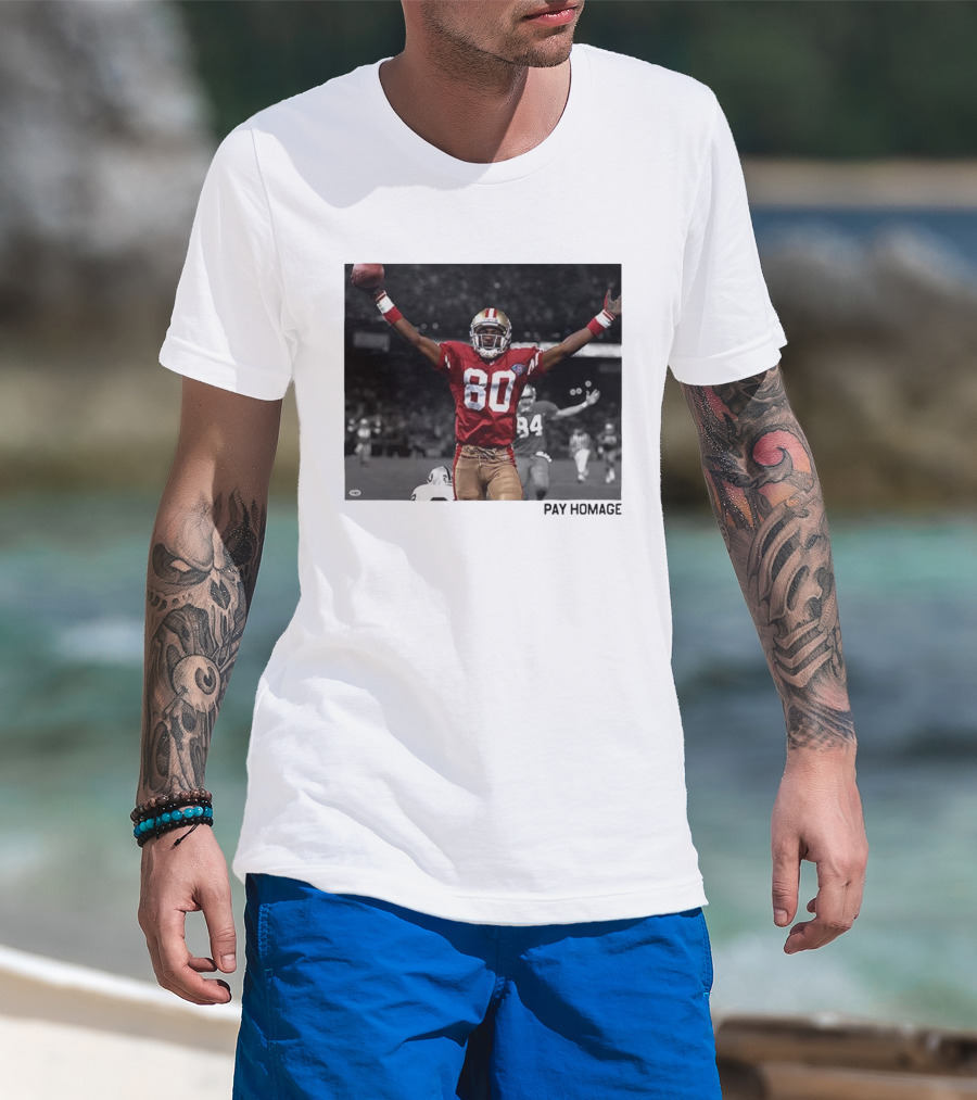 Jerry Rice 80 San Francisco 49ers NFL Pay Homage Legendary Football Hero T-Shirt