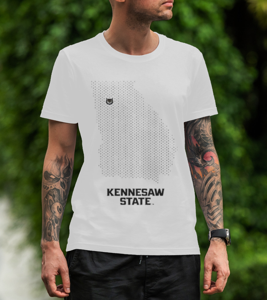 Kennesaw State Owl Emblem With Georgia Mesh Map T-Shirt