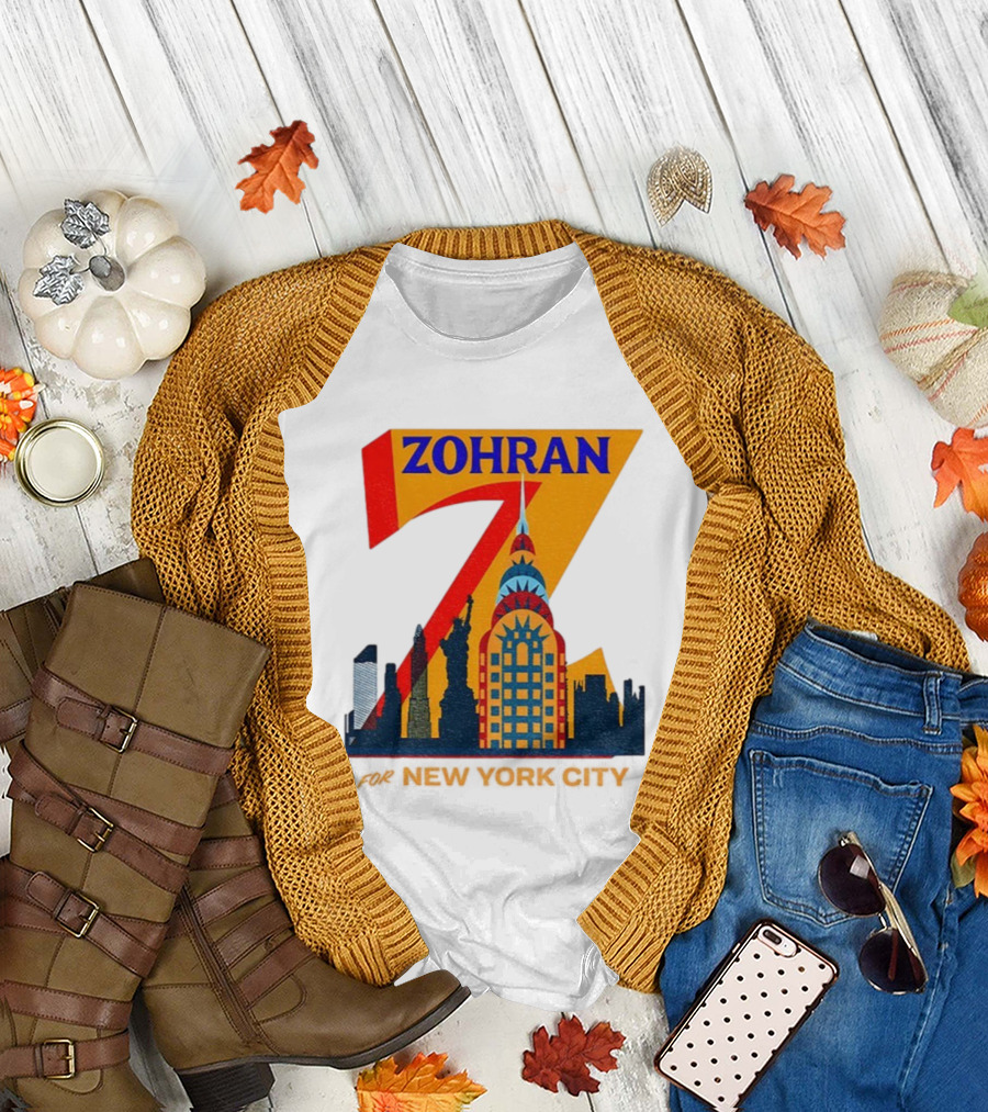 Zohran 2025 New York City Skyline Mayor Mamdani Campaign T-Shirt
