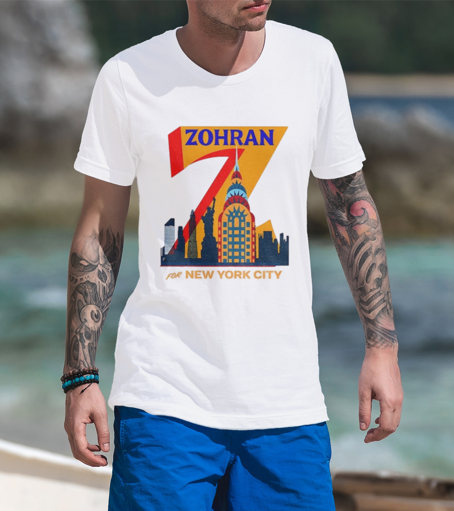 Zohran 2025 New York City Skyline Mayor Mamdani Campaign T-Shirt