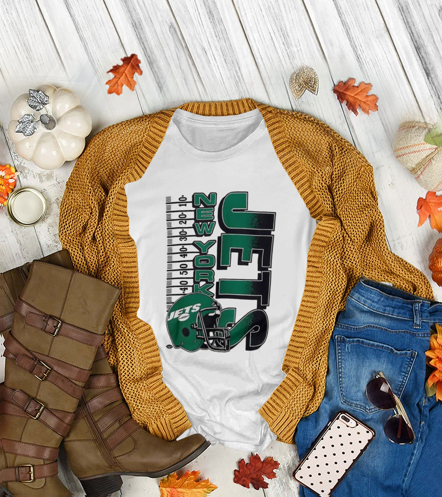 New York Jets NFL Yardage Helmet Vintage Retro 2025 T-Shirt