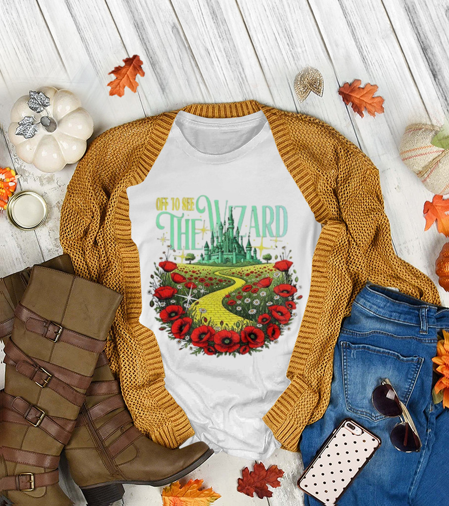 Off to See the Wizard Yellow Brick Road Castle Poppies T-Shirt