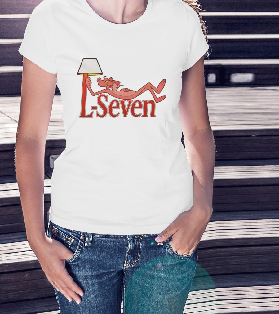 L-Seven Pink Panther Relaxing With Lamp Icon T-Shirt