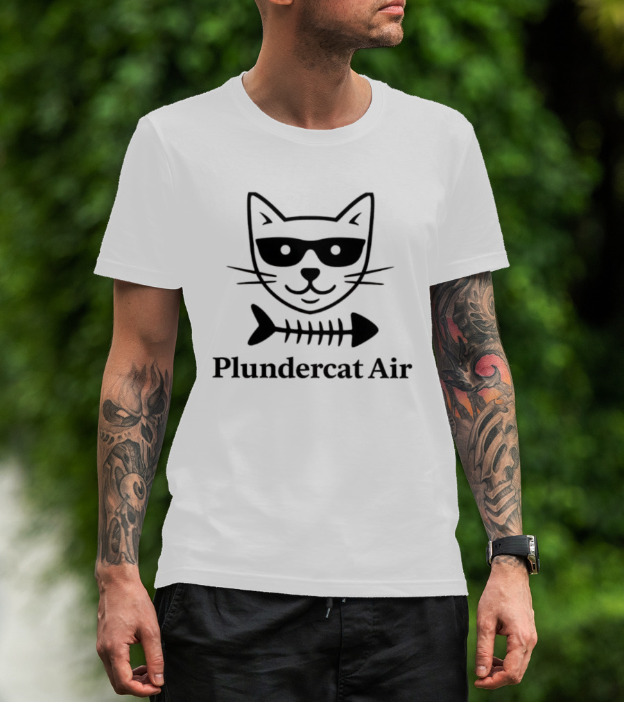Plundercat Air Cat Glasses Fishbone T-Shirt