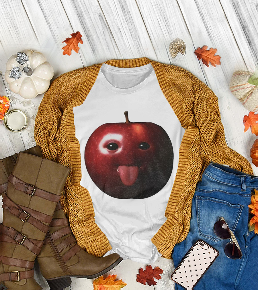 Silly AI Generated Apple Meme with Tongue Out T-Shirt