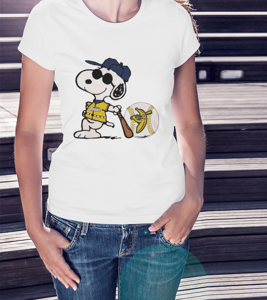 Snoopy Savannah Bananas Baseball Team Collaboration Yellow Jersey Peanuts Character T-Shirt