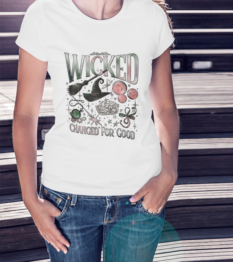 Wicked Changed For Good Unlimited Witch Hat Broomstick And Wand T-Shirt