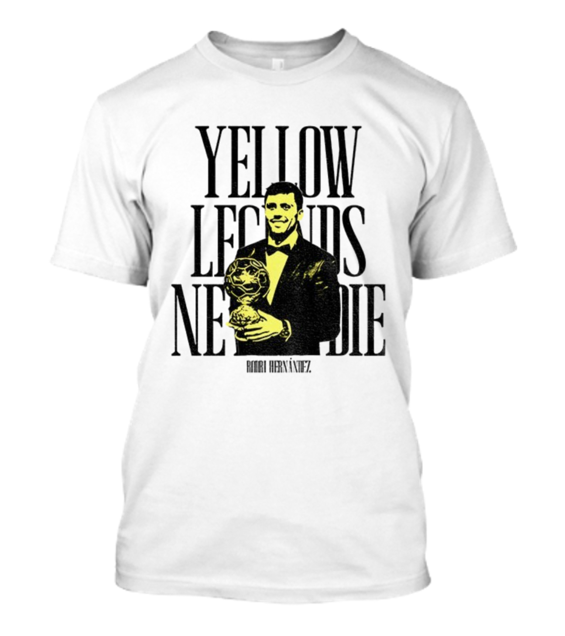Rodrigo Hernández Manchester City FC Yellow Legends Never Die Signature T-Shirt