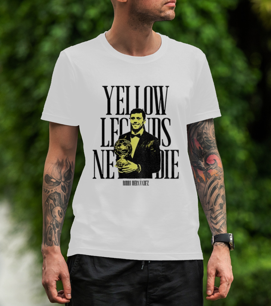 Rodrigo Hernández Manchester City FC Yellow Legends Never Die Signature T-Shirt