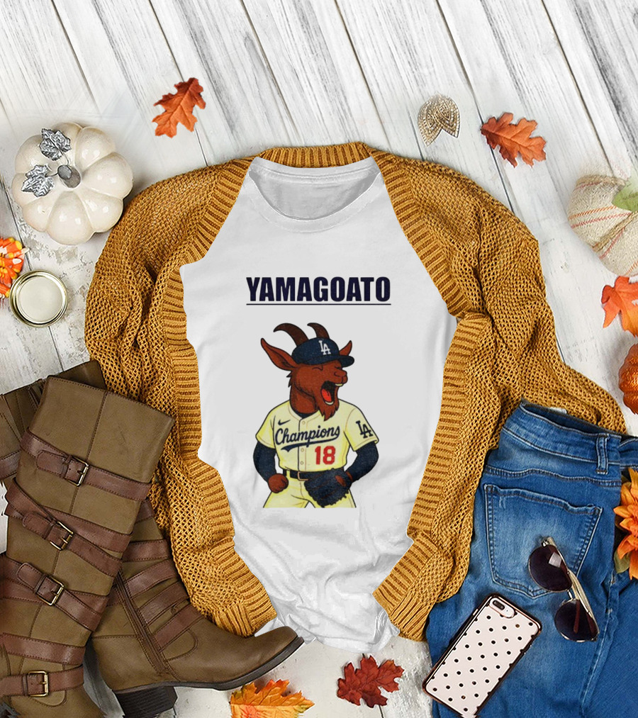 Yamagoato Yoshinobu Yamamoto 18 Champions Los Angeles Dodgers MLB Baseball T-Shirt