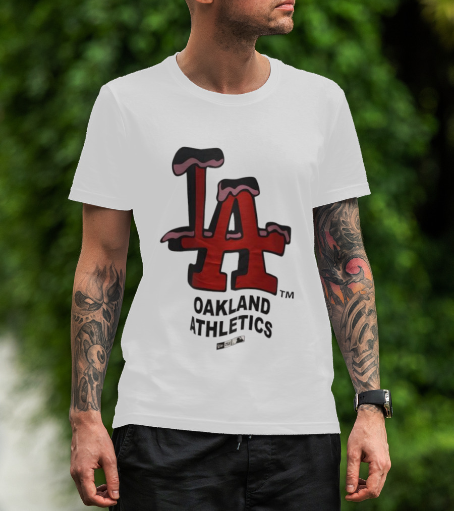 Los Angeles Dodgers Oakland Athletics Snow-Capped Letters T-Shirt