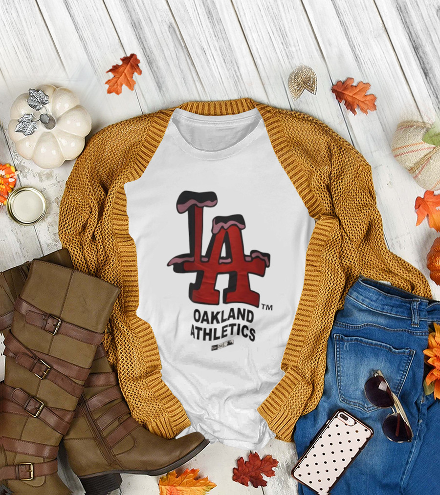 Los Angeles Dodgers Oakland Athletics Snow-Capped Letters T-Shirt