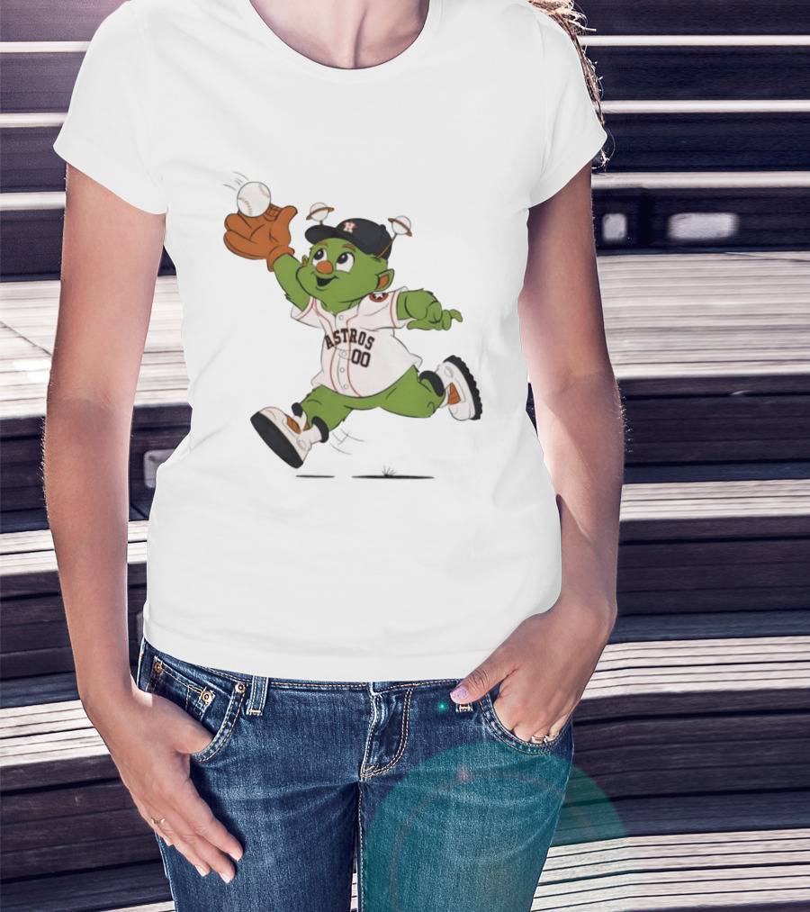 Houston Astros Orbit Mascot Catching Baseball T-Shirt
