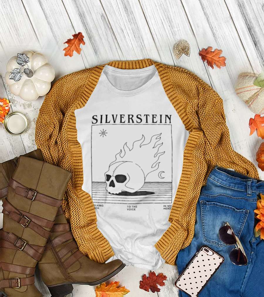 Silverstein Talking Back To The Voice In My Head Flaming Skull Design T-Shirt
