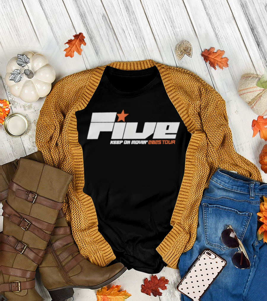 FIVE Keep On Movin Greatest Tour 2025 Star Premium T-Shirt