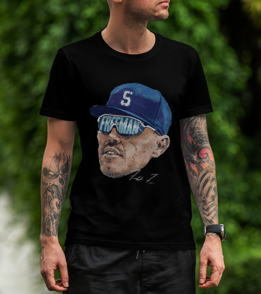 Freddie Freeman Big Face Signature 2025 Dodgers MLB Baseball World Series T-Shirt