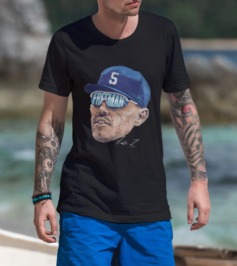 Freddie Freeman Big Face Signature 2025 Dodgers MLB Baseball World Series T-Shirt