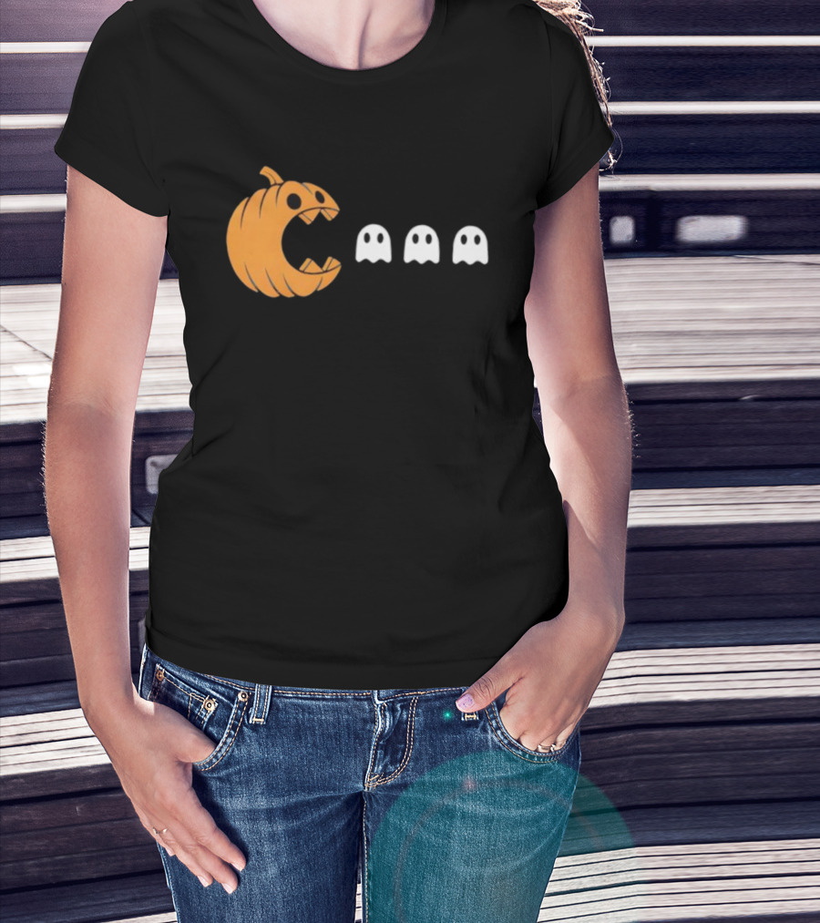 Playful Halloween Pumpkin Ghost Muncher T-Shirt
