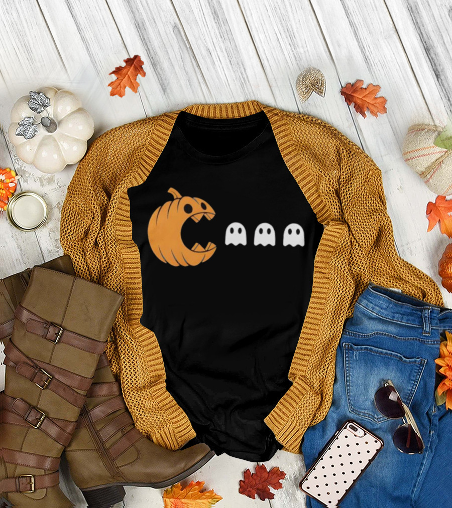 Playful Halloween Pumpkin Ghost Muncher T-Shirt