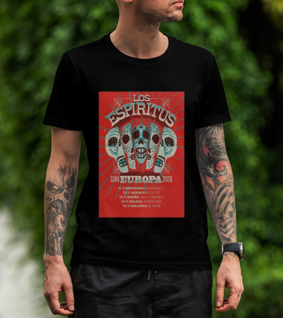 Los Espiritus Gira Europa 2026 Tour Dates Barcelona Valencia Madrid Málaga Mallorca T-Shirt