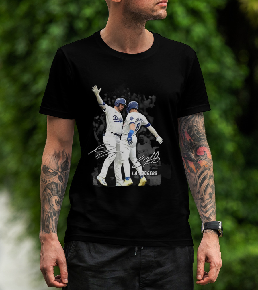 Kiké Hernandez Gavin Lux LA Dodgers Signature Celebration T-Shirt