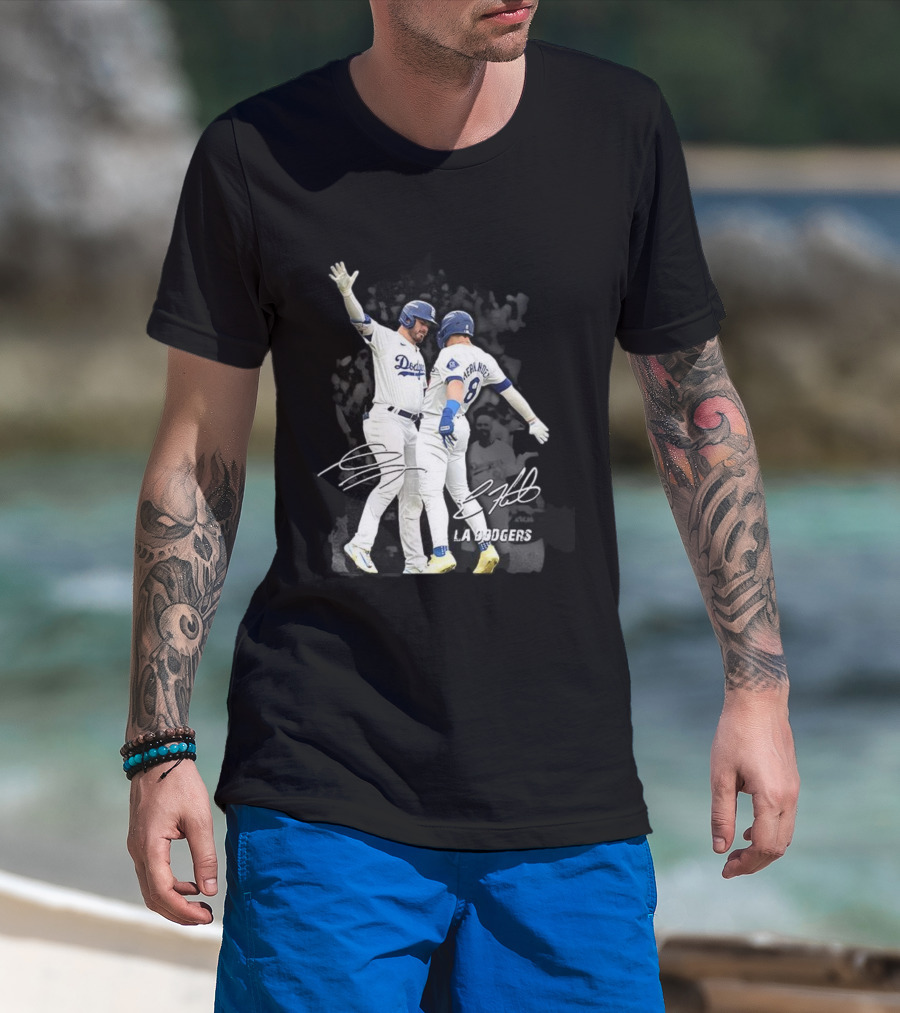 Kiké Hernandez Gavin Lux LA Dodgers Signature Celebration T-Shirt