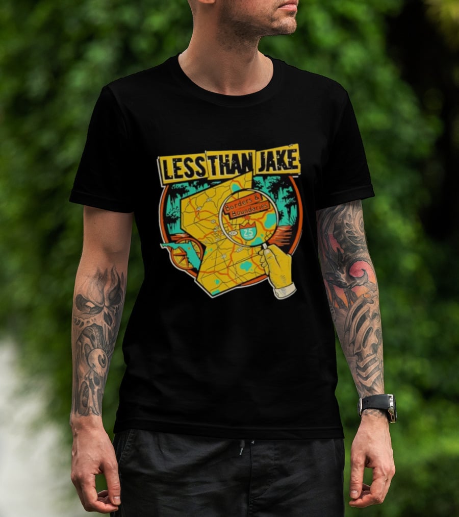 Less Than Jake Borders And Boundaries Anniversary Map Design T-Shirt