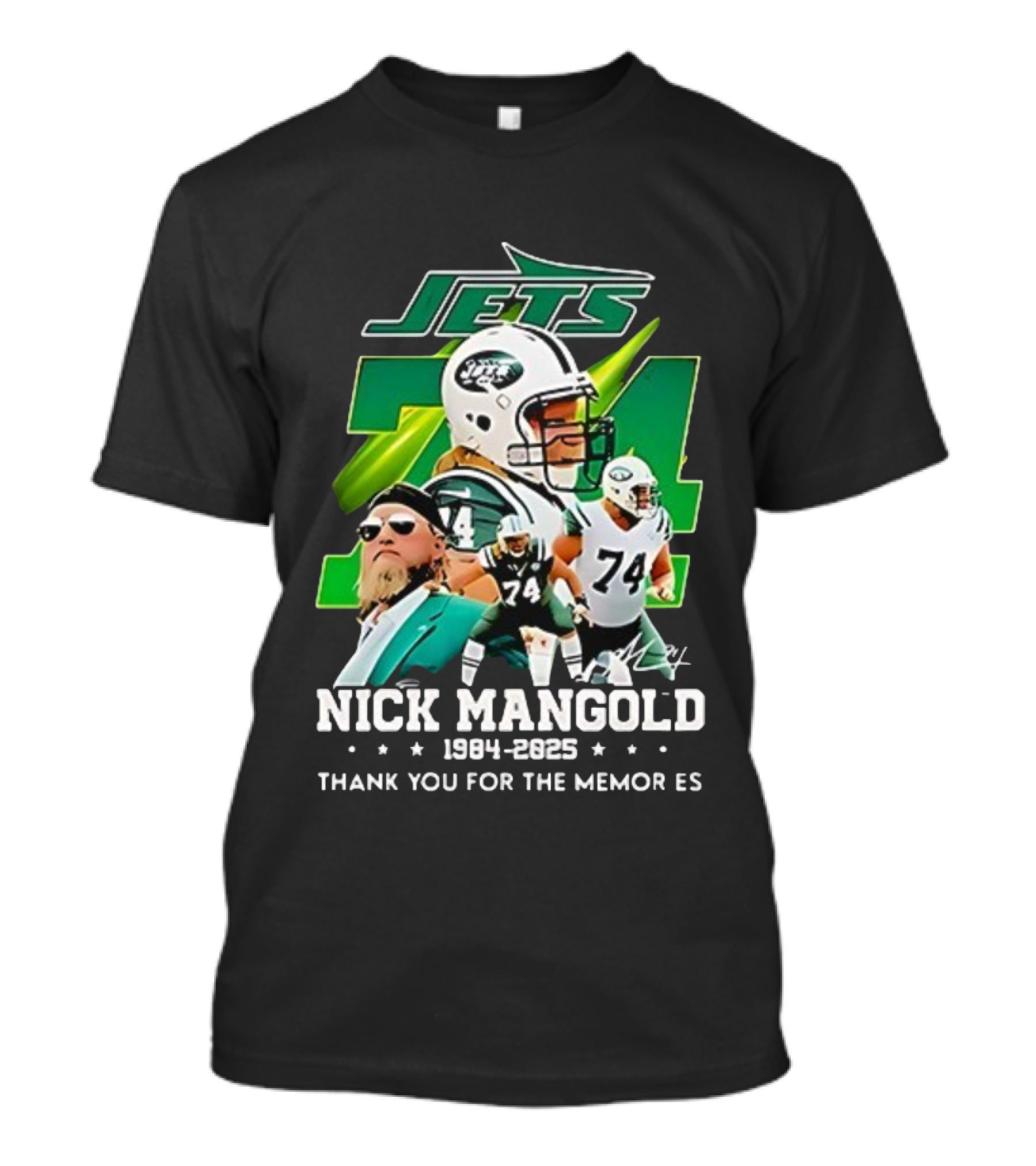 New York Jets Nick Mangold 74 Thank You For The Memories 1984-2023 T-Shirt