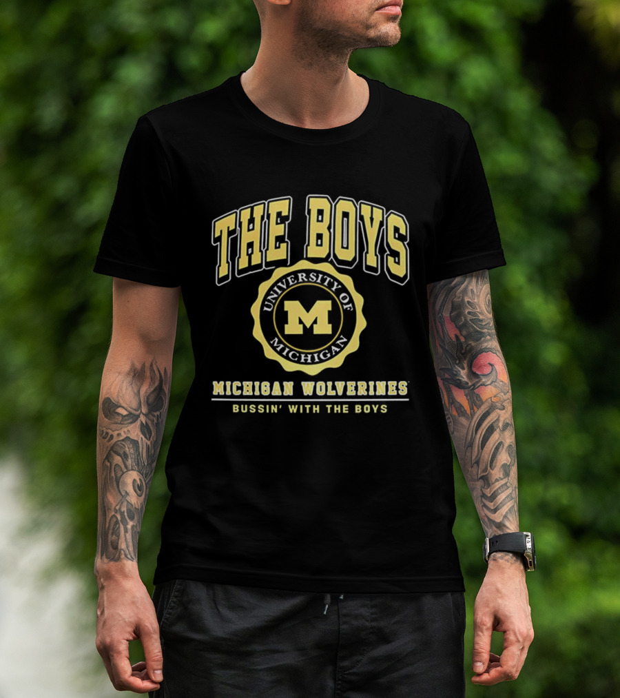 University Of Michigan Wolverines The Boys Bussin’ With The Boys Crest T-Shirt