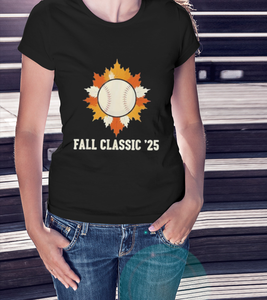 Fall Classic '25 Autumn Baseball Leaf Spirit T-Shirt