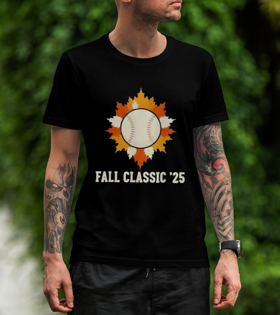 Fall Classic '25 Autumn Baseball Leaf Spirit T-Shirt