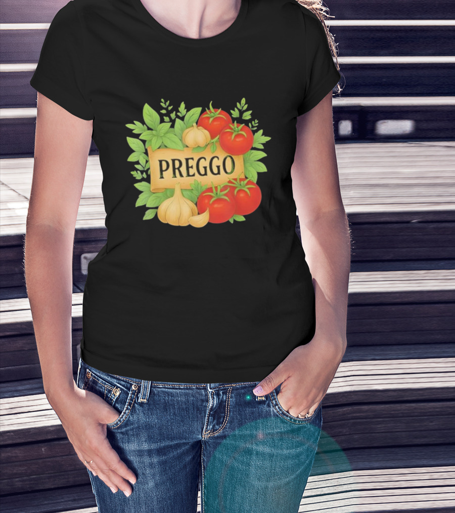 Prego Sauce Inspired Preggo Cute Pregnancy Announcement Costume T-Shirt