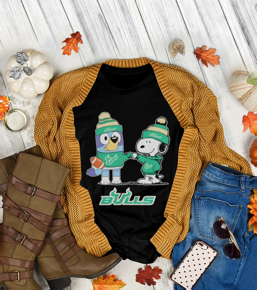 Snoopy Bluey South Florida Bulls Football Team Gear Collaboration T-Shirt