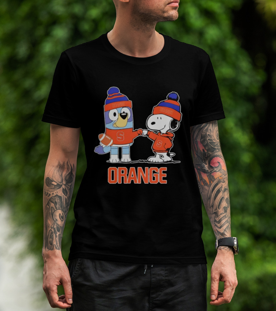 Snoopy Bluey Syracuse Orange Football Collaboration T-Shirt