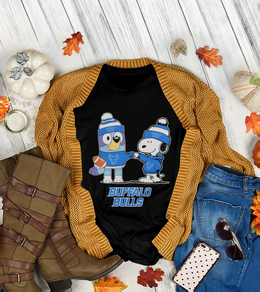 Snoopy Bluey Buffalo Bulls Football Collaboration T-Shirt