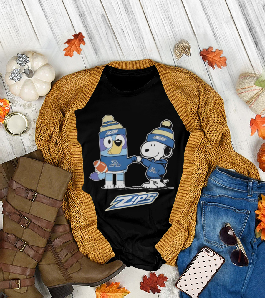 Snoopy x Bluey Akron Zips Football A Collaboration T-Shirt