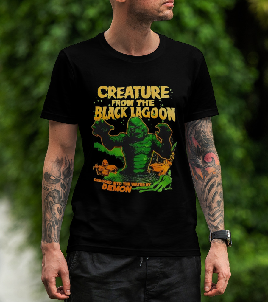 Creature From The Black Lagoon Dragged Into The Water By Demon T-Shirt