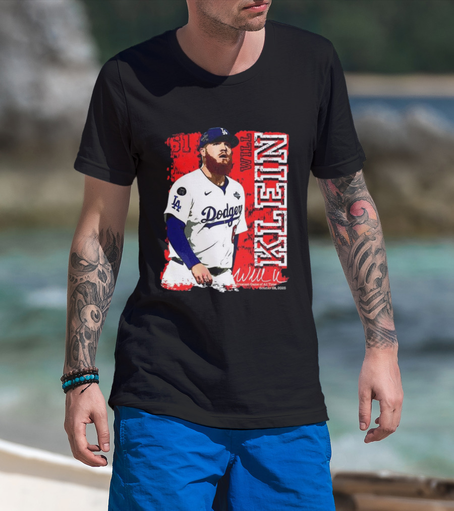 Will Klein Los Angeles Dodgers Number 61 Greatest Game Of All Time 2025 Signature T-Shirt