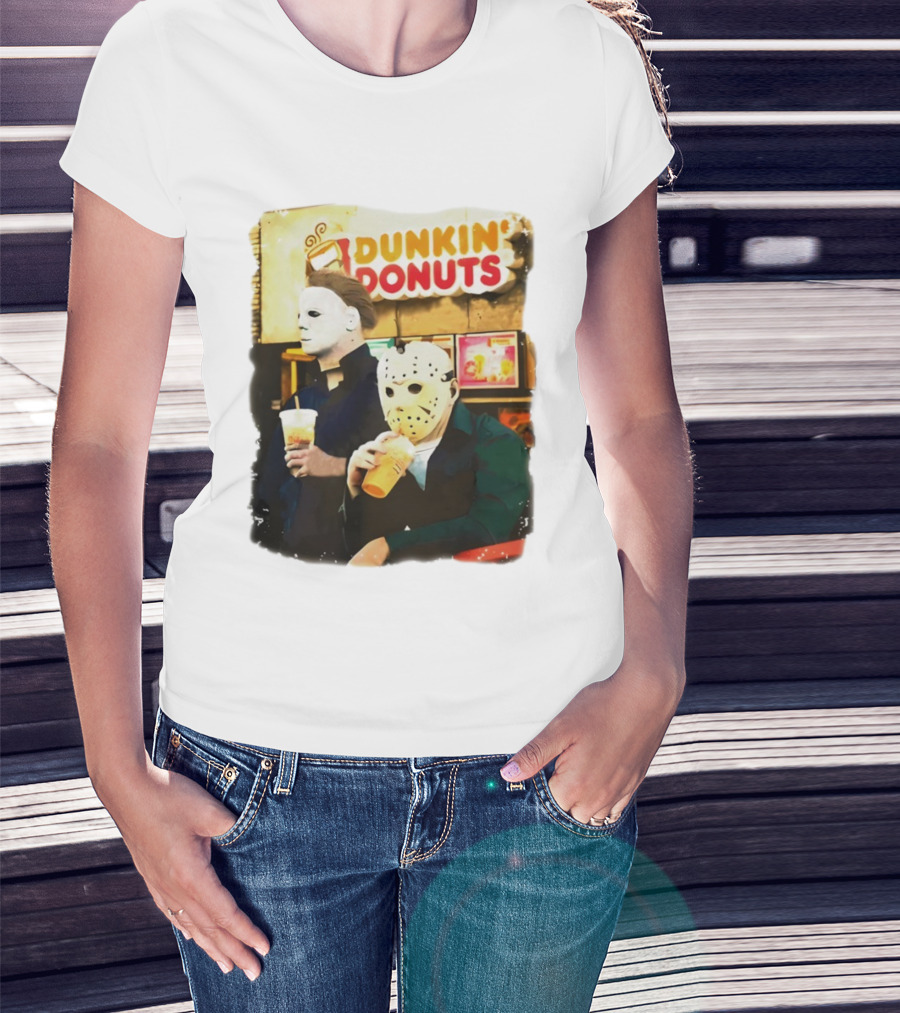 Dunkin Donuts Halloween Michael Jason Horror Movie Funny T-Shirt