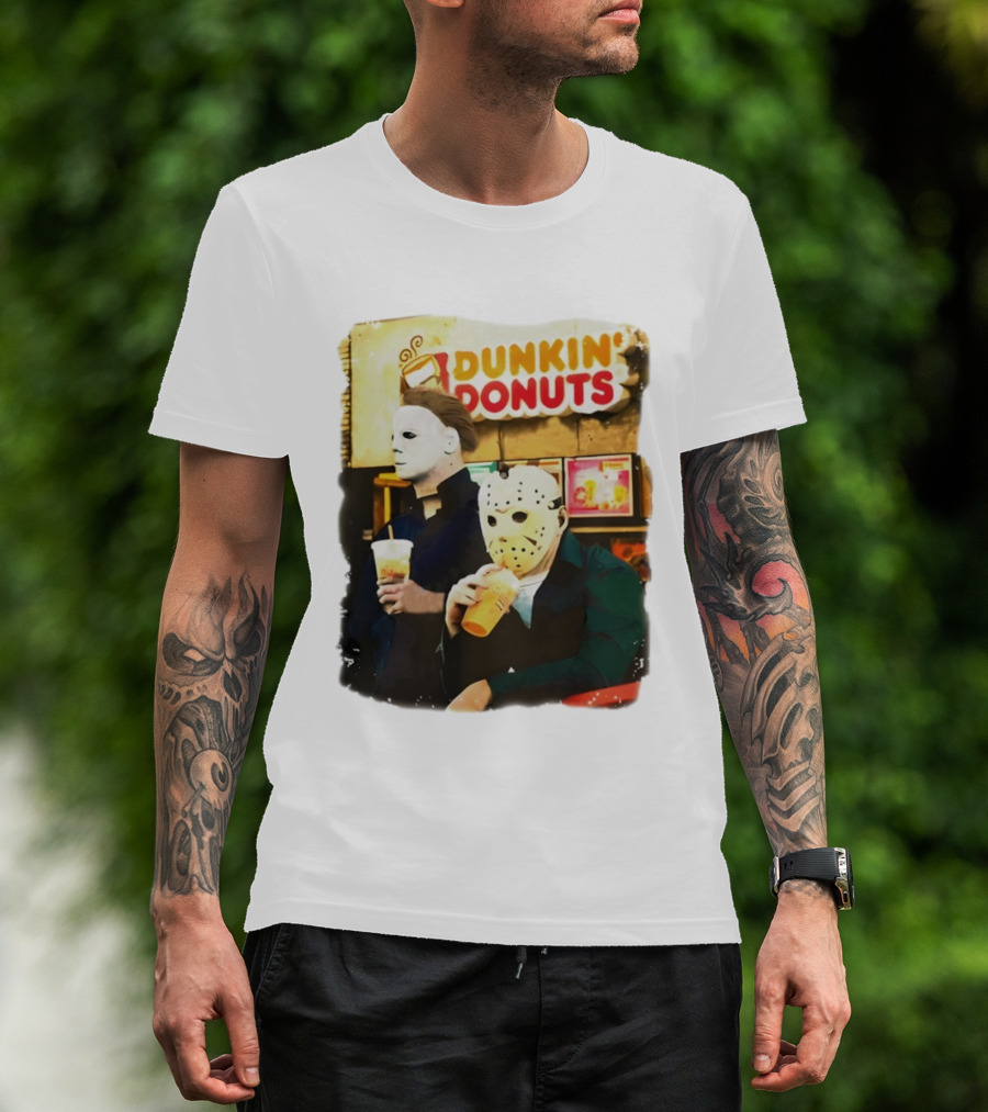 Dunkin Donuts Halloween Michael Jason Horror Movie Funny T-Shirt