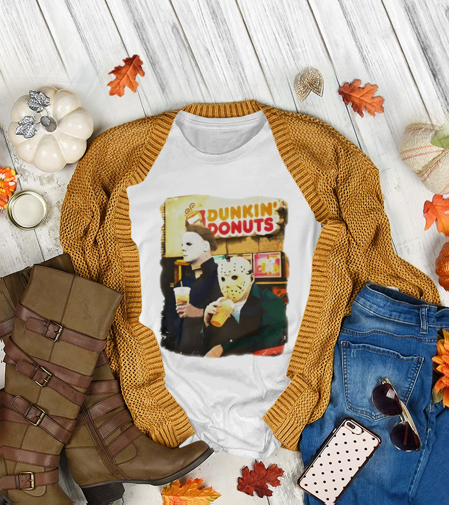 Dunkin Donuts Halloween Michael Jason Horror Movie Funny T-Shirt