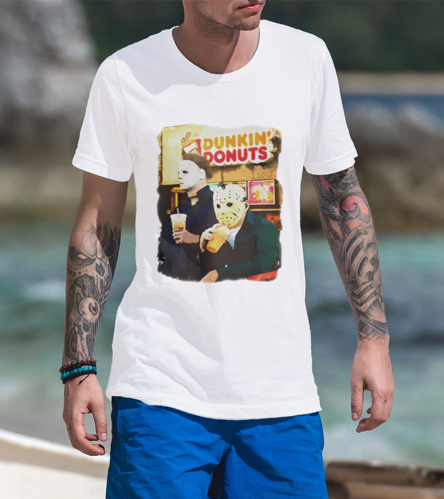 Dunkin Donuts Halloween Michael Jason Horror Movie Funny T-Shirt