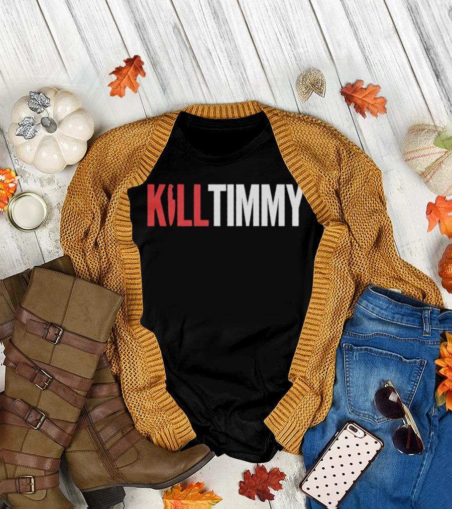 KILL TIMMY Knife Lettering Red White Contrast T-Shirt