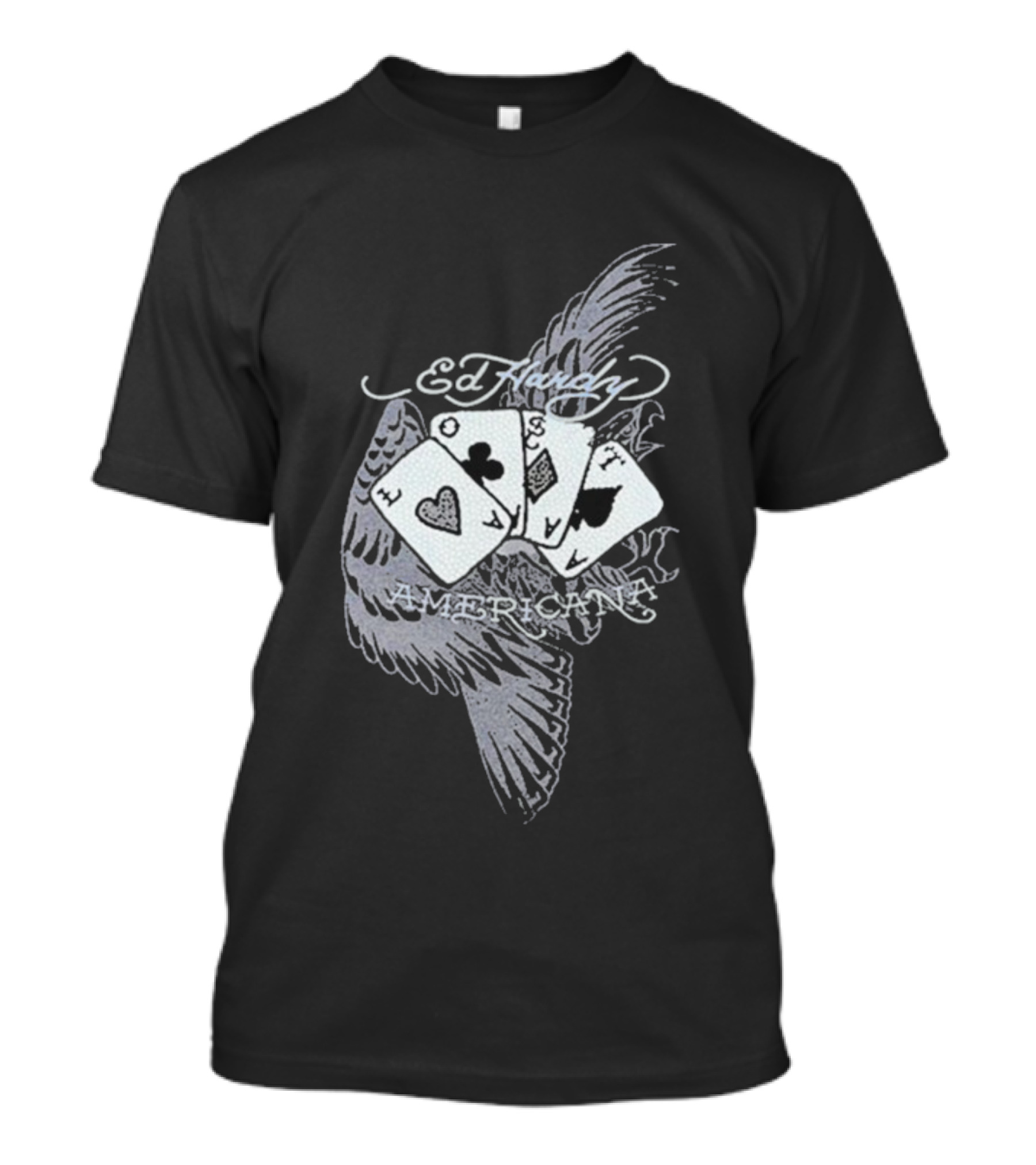 Ed Hardy Lost Cards Americana Rhinestone Rib Machine Gun Kelly Collaboration T-Shirt