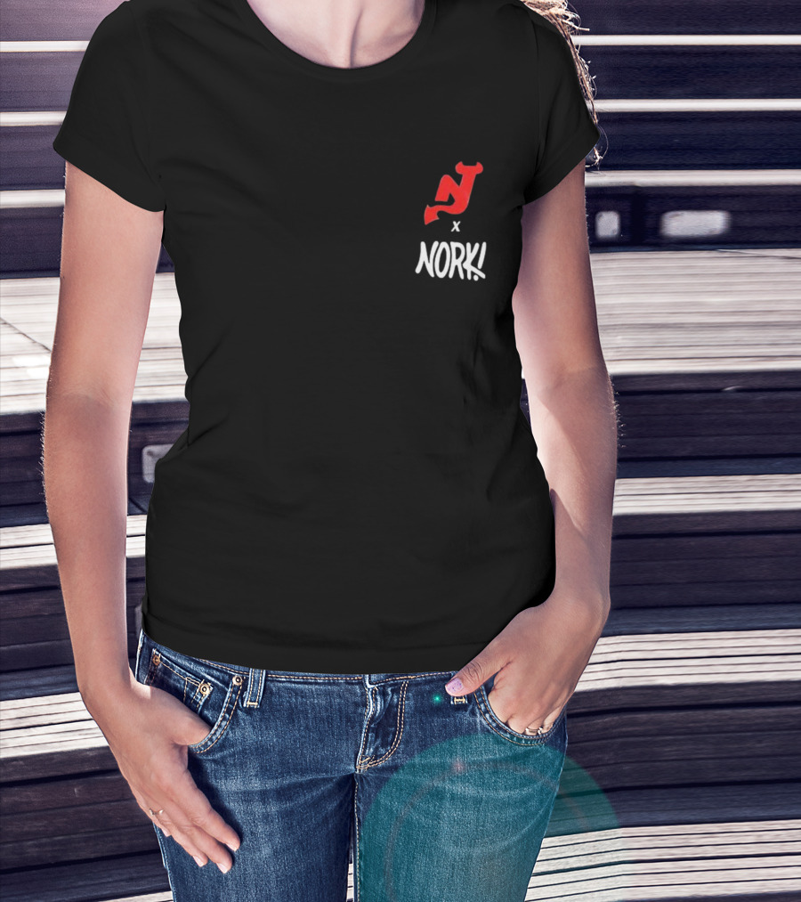 New Jersey Devils X Nork Los Diablos Collaboration Red NJ Logo T-Shirt